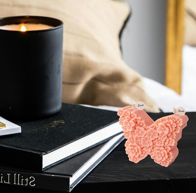 Flower Butterfly Candle Mold, Floral Silicone Mold, Animal Plant Resin Mold for Soap Soy Wax Epoxy DIY Handcraft Home Ornaments Wedding Party Home Decoration (Flower Butterfly)