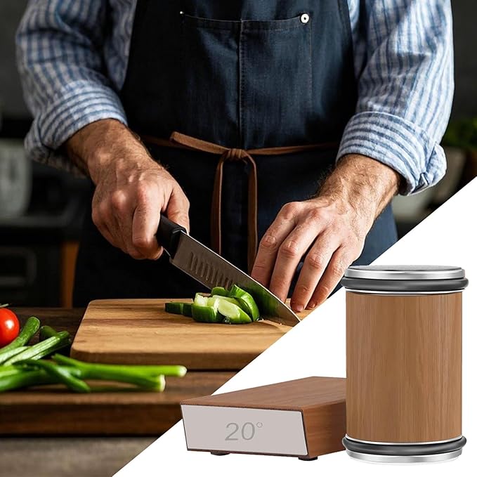 Rolling Knife Sharpener Kit, Rolling Knife Sharpener with 2 Diamond & 1 Corundum Discs,15 & 20 Degree Magnetic Angle for Kitchen Knives,Work Sharp Kitchen Knife Sharpener