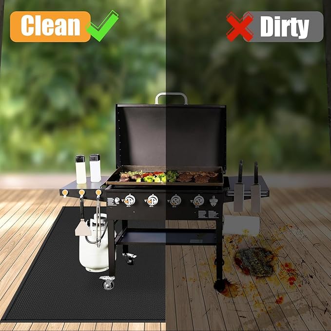 65 ×36 inches Under Grill Mats for Outdoor Grill/ Fireproof Fire Pit Mat for under Fire Pit Fireplace, BBQ Mat under BBQ Waterproof Oil-Proof Grill Floor Pad for Deck Patio Flat Top Smokers Gas Grills