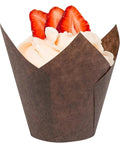 Tulip Cupcake & Muffin Liners – 50gsm XL Floral Baking Cups – 200 Pcs Natural & Non Toxic Paper Wrappers for Wedding, Bakery, & Party Supplies, Brown, by BHI Packaging