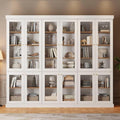 70.8" Tall Farmhouse Kitchen Pantry Cabinet with Glass Doors, Modular Storage Cabinet with 6-Tier Adjustable Shelves, White, Wooden Hutch for Kitchen, Living Room, Set of 3