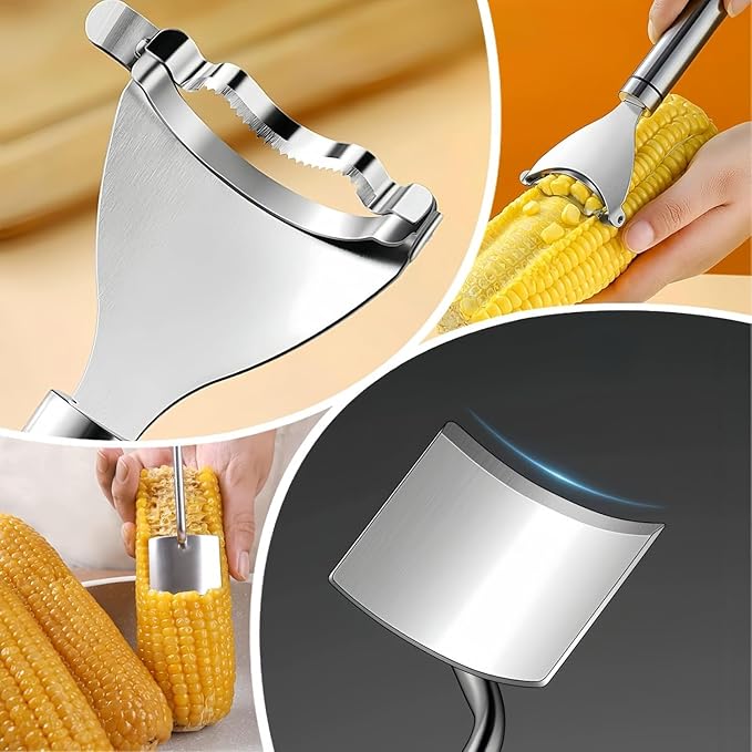 2 Pcs Stainless Steel Corn Peeler and Stripper Tool Set, Corn Cob Stripper, Ideal Gadget Tool for corn on the cob, Suitable for Home Kitchens Restaurant Chefs Outdoor Dining Enthusiasts