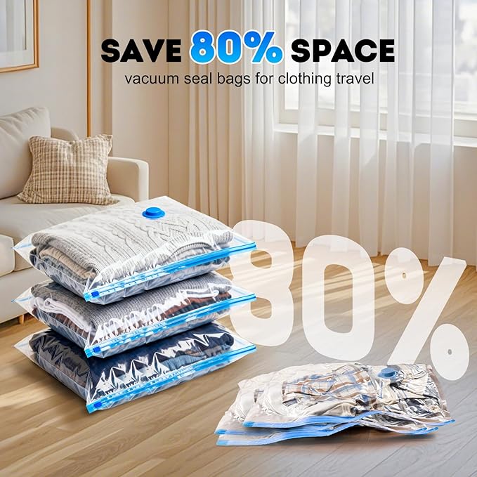 Mapambo Vacuum Seal Bags for Clothing Travel with Electric Pump, 9 Pack Vacuum Bags in 3 Combo sizes, Space Saver Vacuum Storage Bags, Reducing Luggage Volume by up to 80% (9 Combo Travel Size)