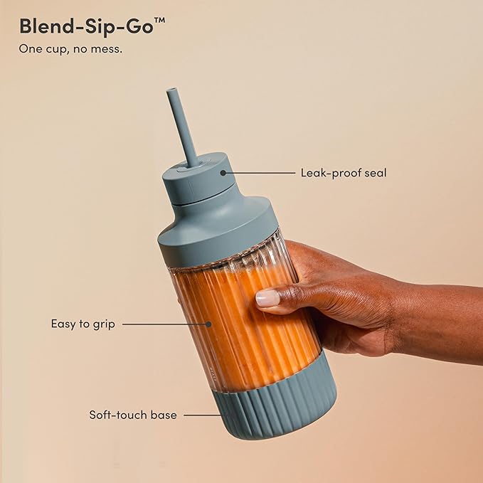 The Beast Mini Blender | Mini Countertop Kitchen Blender | Blend Smoothies and Shakes, Dressings, Sauces, Dips | Straw Cap and Straws Included | 600W (Mist)