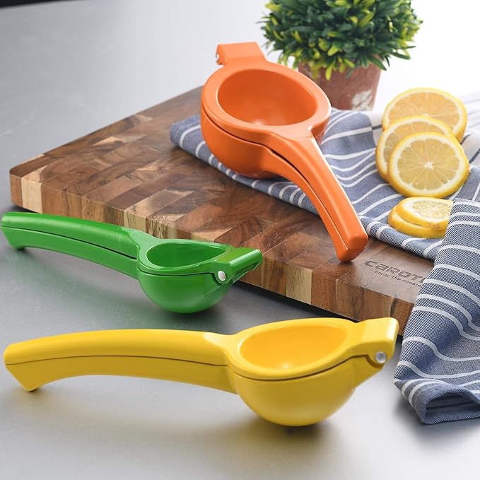 Manual Juicer Citrus Lemon Squeezer, Fruit Juicer Lime Press Metal, Professional Hand Juicer Kitchen Tool(Yellow）