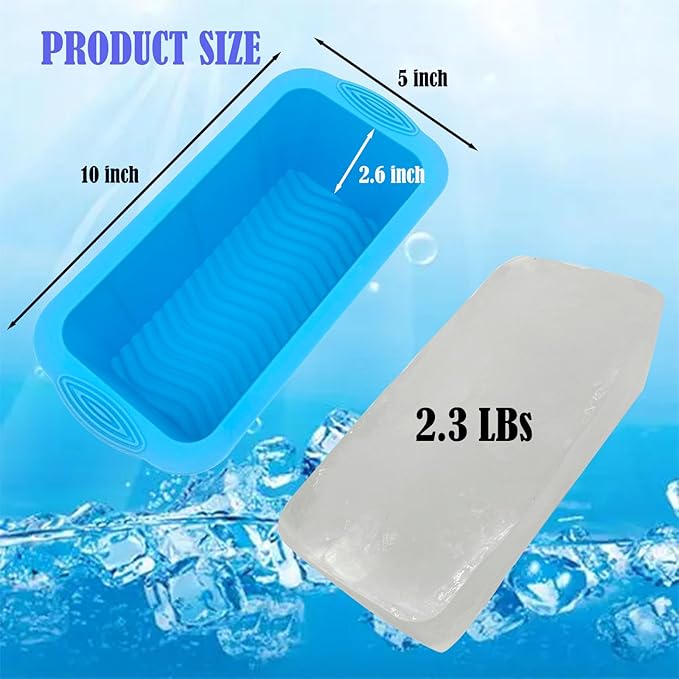 6pcs Extra Large Silicone Ice Block Molds for Cold Plunge or Coolers, Ice Tray for Bath (Blue)