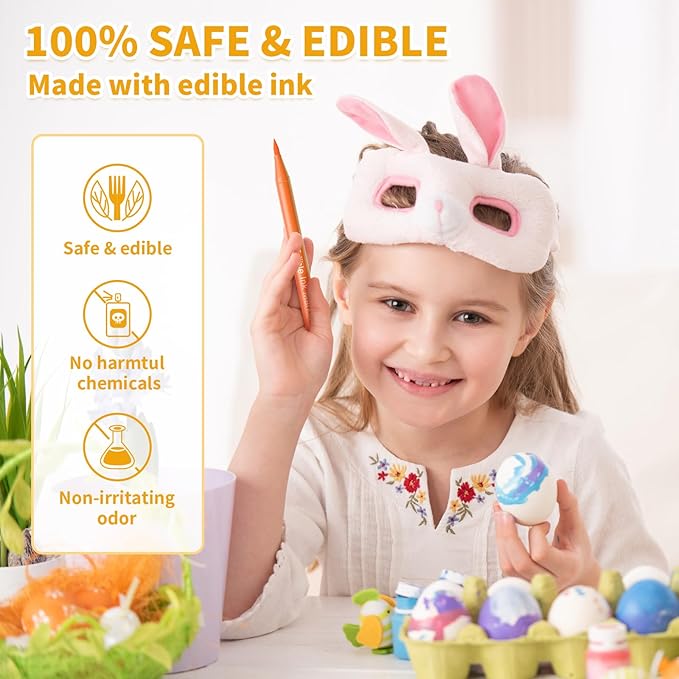 Jewem Edible Markers for Cookie Decorating,8Pcs Ultra Fine Tip(0.5mm) Food Coloring Pens, Upgrade Double Side Food Grade Pens for Decorating Fondant Cakes, Easter Eggs, Frosting, Macaron,Halloween and Christmas Gifts