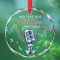 Custom Microphone Glass Ornament Christmas 2025, Microphone Xmas Ornaments Gifts for Singer Karaoke Fans, Personalized Singer Ornament Christmas Tree with Text & Name, Vocalist Glass Ornaments Gifts