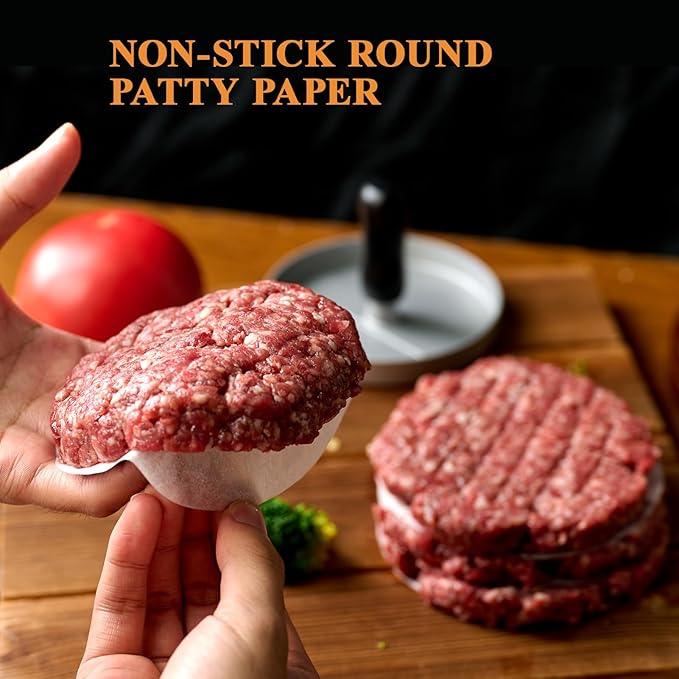 MUCHII 1000 Pcs 4.5 Inch Burger Patty Paper Rounds, White Baking Parchment Rounds, Non-Stick Sheets for Separating Patties, Baking Cookies, Bread, and More
