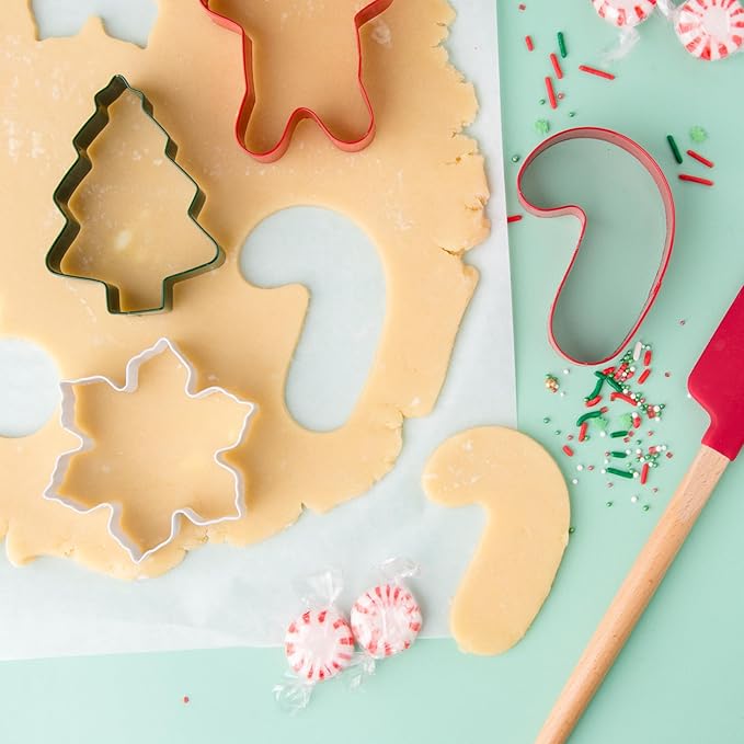 Sweets Indeed Holiday Cookie Cutter & Sprinkle Set – 4-Pack | Gingerbread, Snowflake, Candy Cane & Tree Cookie Cutters with 1.5 oz Christmas Sprinkle Mix | Holiday Baking Kit