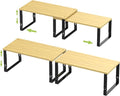 Adjustable Storage Shelves for Kitchen Cabinet Organization - Set of 2 Stackable Metal & Solid Wood Racks, Space-Saving Design for Countertop/Pantry/Garage, Easy Assembly(2 Packs/Large/Black)