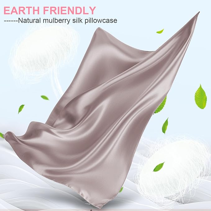 Mulberry Silk Pillow Cases Queen Size with Hidden Zipper, Ultra Smooth and Soft Breathable Cooling Silk Satin Pillowcase for Hair and Skin, Gifts for Women Men (Taupe, 20x30 Inches, 1 Pack)