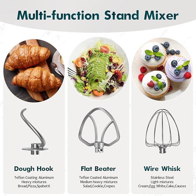COOKLEE Stand Mixer, 9.5 Qt. 660W Electric Kitchen Mixer with Dishwasher-Safe Dough Hooks, Flat Beaters, Wire Whip & Pouring Shield Attachments for Most Home Cooks, Red