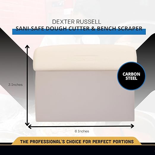 Dexter Russell S196PCP Sani-Safe 19783 Dough Cutter/Scraper, 6" x 3" Stainless Steel Blade with Textured White Polypropylene Handle, NSF Certified Professional Baking Tool and Bench Scraper, USA Made