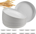 12 Pcs Unbreakable Deep Dinner Plates Set, 10 inch Reusable Plastic Wheat Straw Plates, Microwave and Dishwasher Safe Plate for Kitchen, Lightweight Plate for Dessert, BPA Free, White Gray