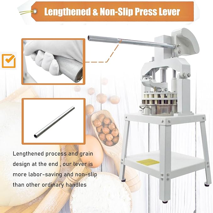 Commercial Dough Divider Manual 48PCS Dough Divider 0.78oz-3.70oz Heavy Duty Dough Cutter Machine with 22-105g Dough Weight Range for Baking, 48PCS
