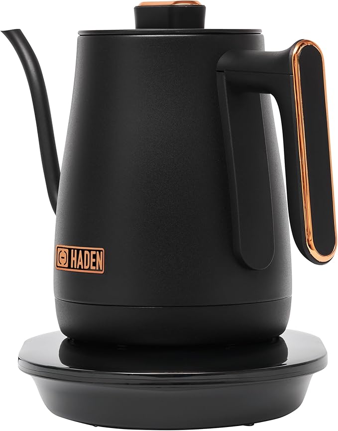 Haden Electric Tea Kettle, Gooseneck Hot Water Boiler, 0.6L Teapot, Black/Copper
