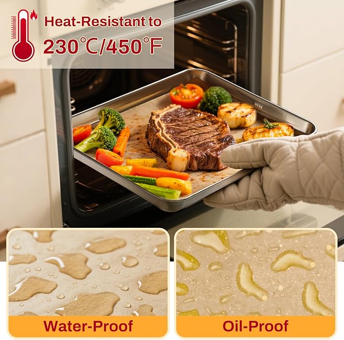 200Pcs 12x16 Inch Unbleached Parchment Paper Sheets for Baking, Pre-Cut, Non-Stick Parchment Paper for Baking, Cooking, Grilling, Air Fryer, Half Sheet Baking Sheets for Baking Cookies, Cooking, Oven