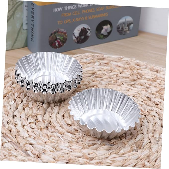 GLEAVI 30pcs Aluminum Alloy Egg Tart Molds Tart Tins for Baking Reusable Tartlet Pans Non Stick Coating