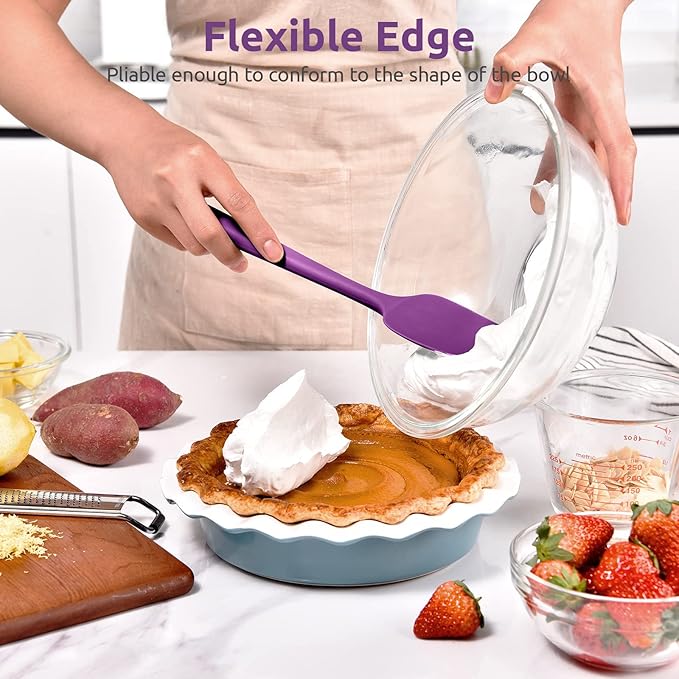 U-Taste Silicone Cooking Spoon Spatula: 480ºF Heat Resistant Food Grade 11.38" Flexible Rubber Kitchen Spoonula, Seamless Pastry Bowl Scraper for Mixing Stirring Scraping in Nonstick Cookware (Purple)
