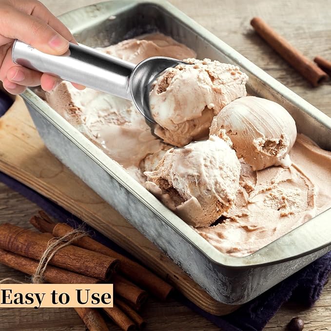 Aluminum Ice Cream Scoop, Ice Cream Scooper, Silver, Comfortable to Hold, Lightweight (Medium)