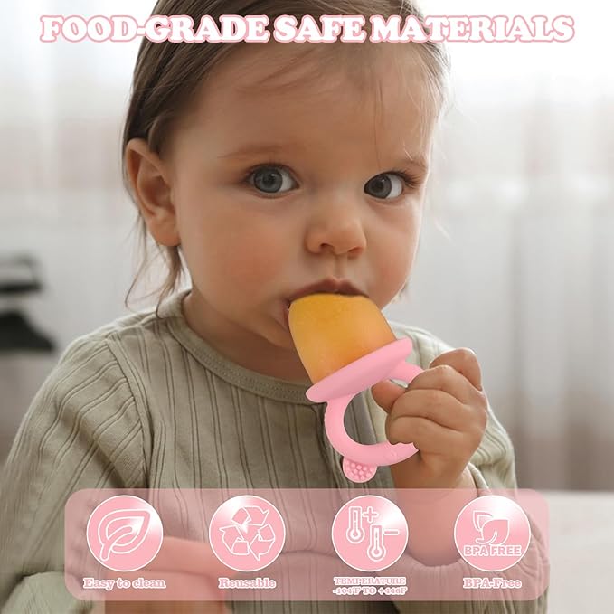 HUAKENER Mini Popsicle Molds, Silicone Popsicle Mold for Toddlers, 6-Cavity Ice Pop Molds with Handle for Making Healthy Baby Food, Breastmilk Popsicle (Pink)