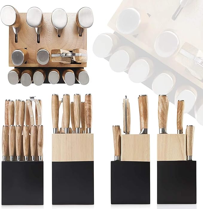 Natura Series 14 PCS Knife Block Set, Ultra Sharp High Carbon Stainless Steel with Wooden Handle
