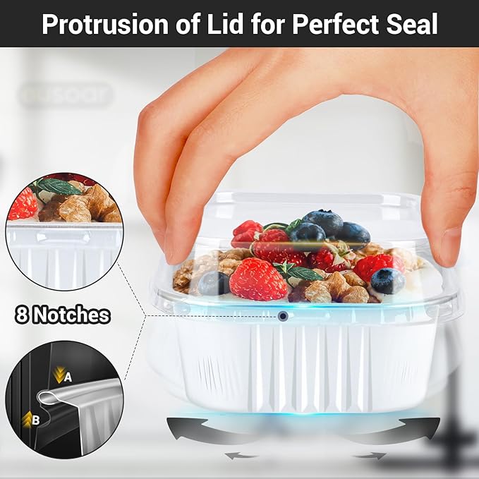 EUSOAR Disposable Ramekins with Lids, 10oz 100pcs Aluminum Foil Baking Cups, Creme Brulee Cups, Muffin Cups for Baking, Square Cupcake Pans, Mini Cake loaf Bread Containers