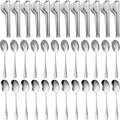Sabary 36 Pcs Stainless Steel Serving Utensils for Buffet Parties Including 12 Serving Spoons 12 Slotted Spoons 12 Serving Tongs Large Metal Flatware Set for Tanksgiving Catering Banquet(Silver)
