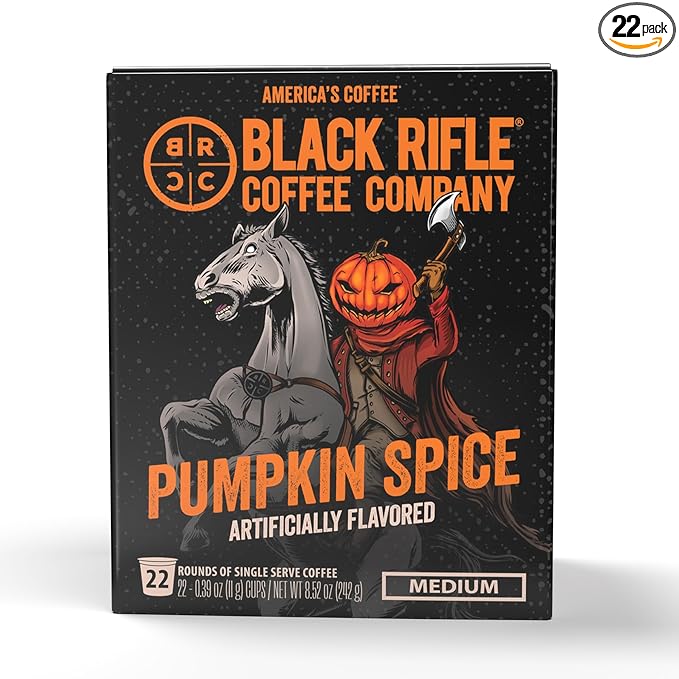 Black Rifle Coffee Company Pumpkin Spice, 22 Count, Medium Roast K Cups - Single Serve K Cups Coffee Pods - Kcup Pods Compatible with Keurig 1.0 & 2.0 - Made from Arabica Beans