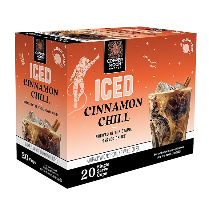 Copper Moon Single Serve Coffee Pods for Keurig K-Cup Brewers, Brew Over Ice Cinnamon Chill, 20 Count