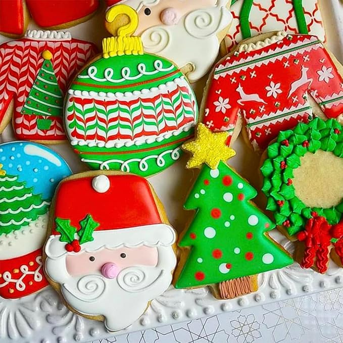 Christmas Ornament Cookie Cutters 8Pcs, Large Cookie Cutters Sturdy Stainless Steel Fondant Dough Cutters for Baking Christmas Decoration