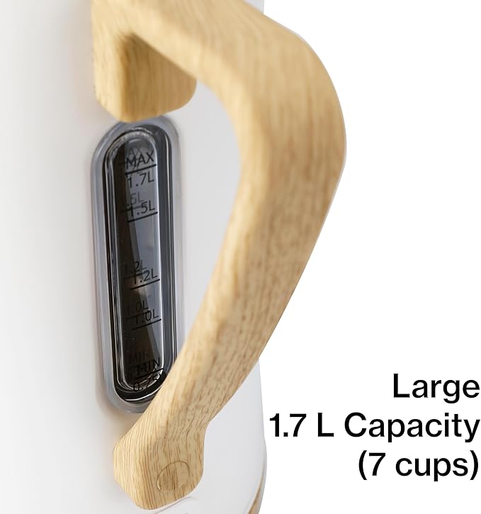PantryPro 1.7L 1500W Rapid-Boil Electric Kettle - Stainless Steel Interior - Auto Shut-Off, Boil-Dry Protection, LED Indicator, Wide Opening - Cream White