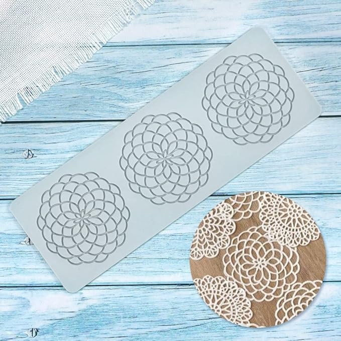 Silicone Molds 3D Hollow Leaf Chocolate Molds Honeycomb Bee Candy Mold Flower Pattern Fondant Mold Cake Topper Sugar Craft Decoration (Q_Flower_10.04 * 3.6 * 0.08inch)