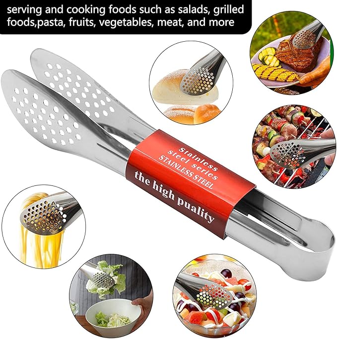 6 Pack Buffet Tongs,Stainless Steel Serving Tongs Serving Utensils 9Inch