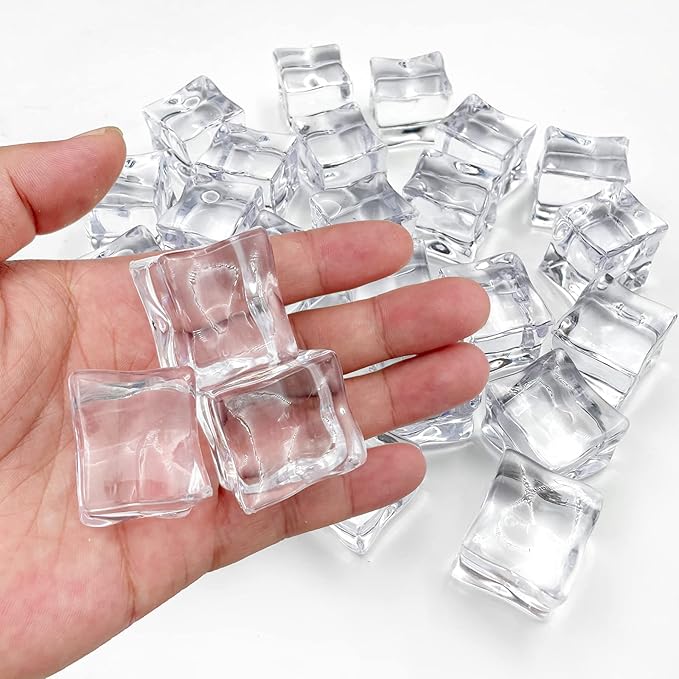 Fake Ice Cubes, 30 mm 25 PCS Artificial Acrylic Crystal Diamonds for Vase Fillers,Table Scatter, Party Favor, Wedding Decoration, Photography Props, Food Display, DIY crafts