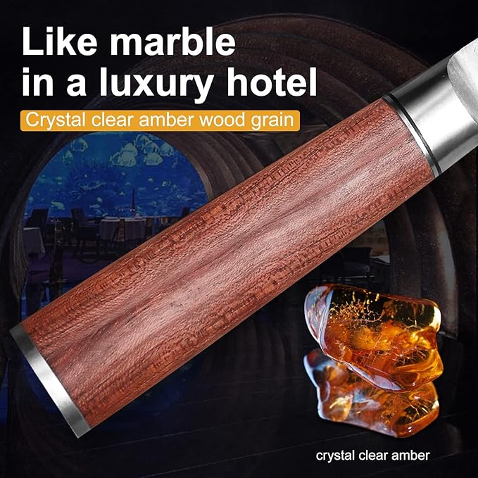 8 inch Kitchen Chef's Knife, German High Carbon Stainless Steel Sharp Knife, Professional Meat Knife with Brazilian Rosewood Handle and Gift Box for Family & Restaurant