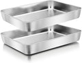 Herogo Rectangle Cake Pan Set of 2, 9 X 13 Inch Stainless Steel Baking Pan for Oven, Lasagna Brownies Casseroles Cakes Bakeware, Dishwasher Safe