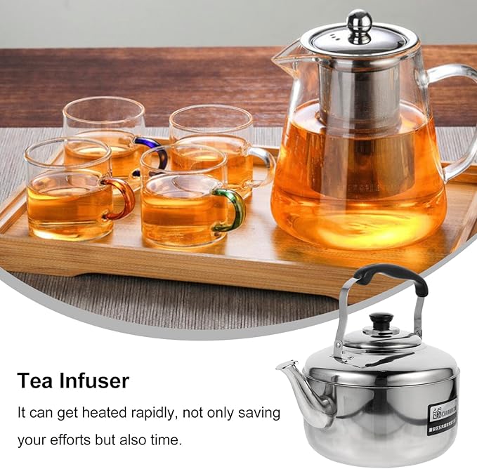 Cabilock 6L Stainless Steel Whistling Tea Kettle Large Capacity Stove Top Water Pot with Ergonomic Handle for Home Kitchen