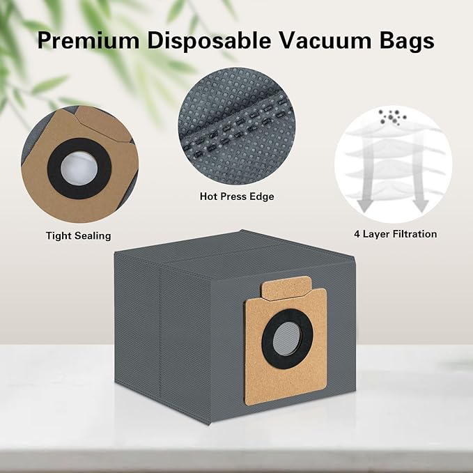 12 Pack Dust Bags Compatible with Eufy Clean X8 Pro / X10 Pro Omni Robot Vacuum Self-Empty Station, 4-Layer Replacement Disposable Bags