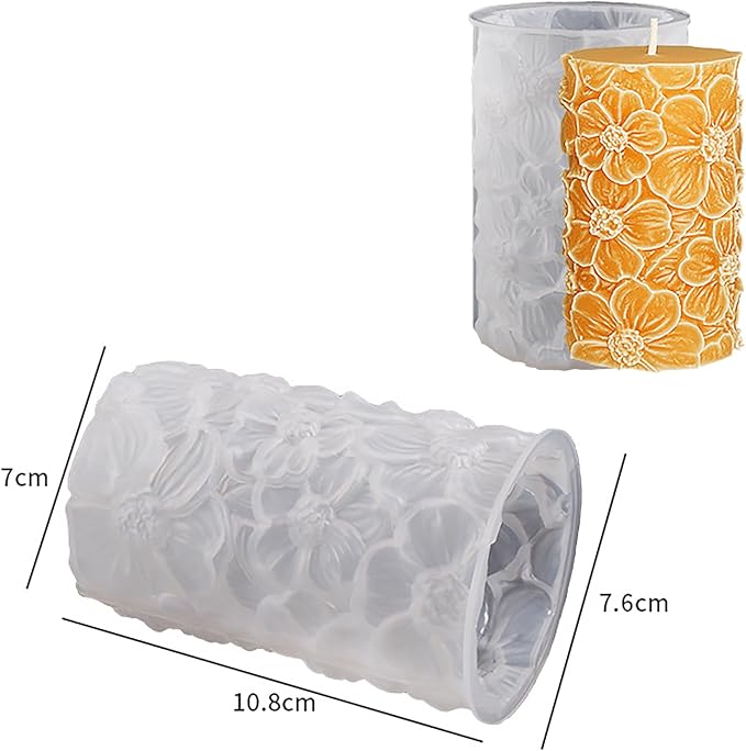 Flower Petal Cylinder Candle Mold - Resin Casting Silicone Molds for Home Decor & Candle Making Wave Spiral Mold