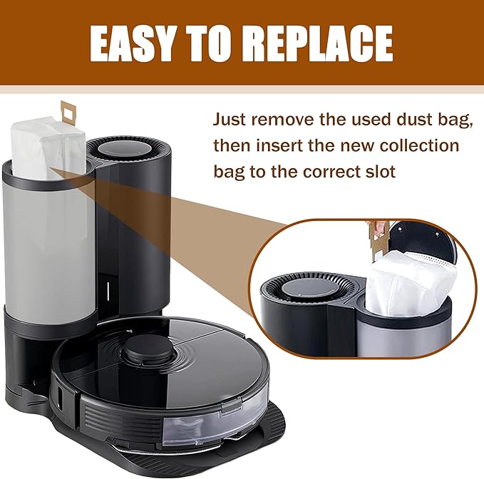 6 Pack Replacement Dust Bags Compatible With Roborock S7 S7+ T7 T7 Plus Auto-Empty Dock Vacuum Bags Accessory Parts