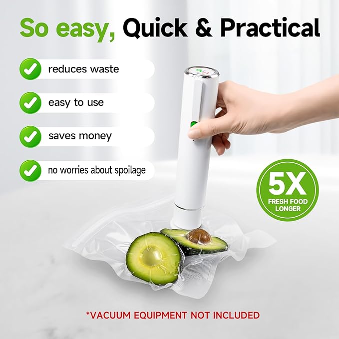 Vacuum Sealer Bags, 30 Reusable Vacuum Sealer Bags for Food, BPA-Free, Meal Prep and Sous Vide Cooking,Works for Handheld Sealer and Vac Sealer Machine with External Vacuum Systems