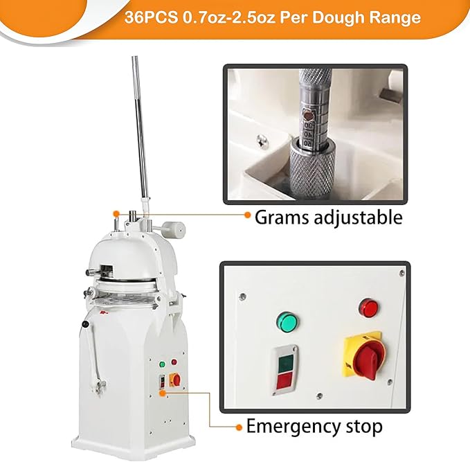 INTSUPERMAI 26 PCS Dough Divider Rounder Machine Semi-Automatic Electric Commercial Dough Splitting Ball Machine Burger Dough Cutter Rounder Machine 50-150g 110V