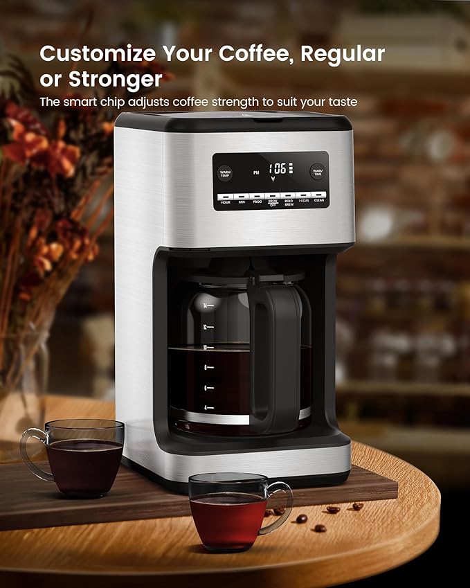 COWSAR 14-Cup Coffee Maker, 24-Hour Programmable Coffee Brewer, Keep Warm, Drip Free, Washable Filter, Stainless Steel, Silver - Commercial Performance