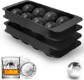 Whiskey Ice Cubes Mold,2 x 8 PCS x 1.8 inch Whiskey Ice Cubes,Circle Ice Cube Tray with Lid and Bin,Sphere Ice Ball Maker Mold,Round Ice Cube Mold for Cocktails(Whiskey Ice Cubes Mold,Black)