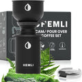 Pour Over Camp Coffee Maker Set– Vacuum Insulated Mug with Leakproof Lid, Stainless Steel Micro Filter, Scratch-Resistant Finish, Portable Coffee Maker for Camping, Travel & Outdoor Adventures