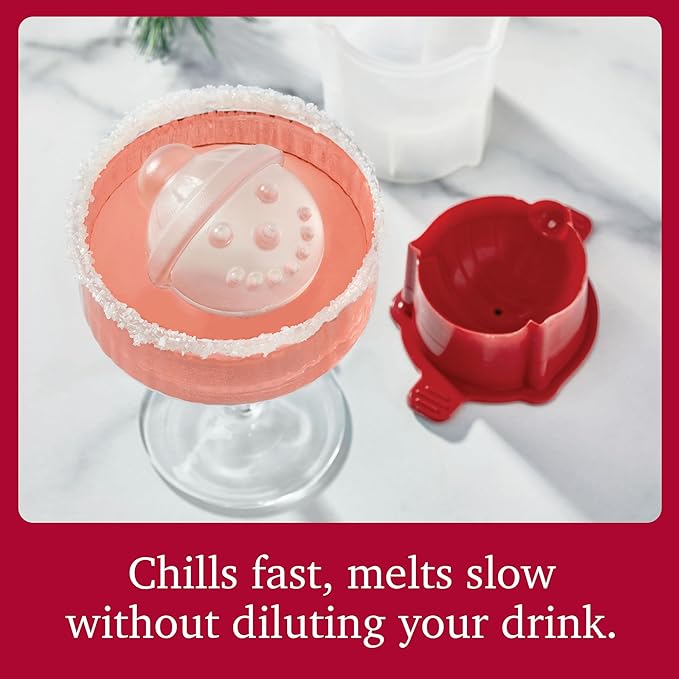 Tovolo Knitted Hat Snowman Ice Mold Set of 2 Holiday Sphere Ice Makers for Cocktails, Christmas Ice Ball Mold for a Festive Holiday Gift, BPA Free Silicone Dishwasher Safe Ice Molds