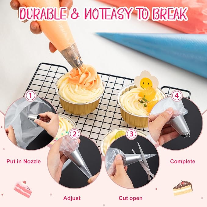 24 Inch Extra Large Piping Bags Disposable, 120Pcs Thickened Icing Piping Bags, Food Grade Cake Decorating Bag for Dessert, Pastry, Cookies, Cupcake Decorating