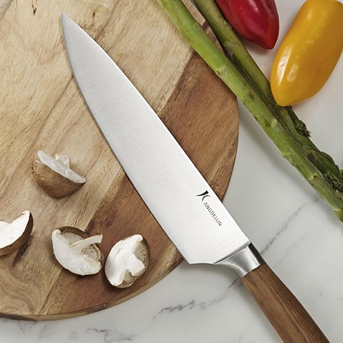 Natura Series 15 PCS Knife Block Set, Ultra Sharp High Carbon Stainless Steel with Wood Handle